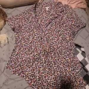 Secret Treasures Floral Pajama Set - Black and Purple